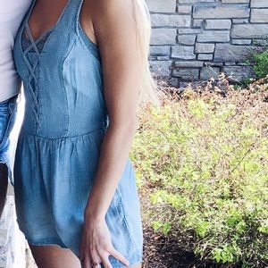 Distressed Blue Jean Romper